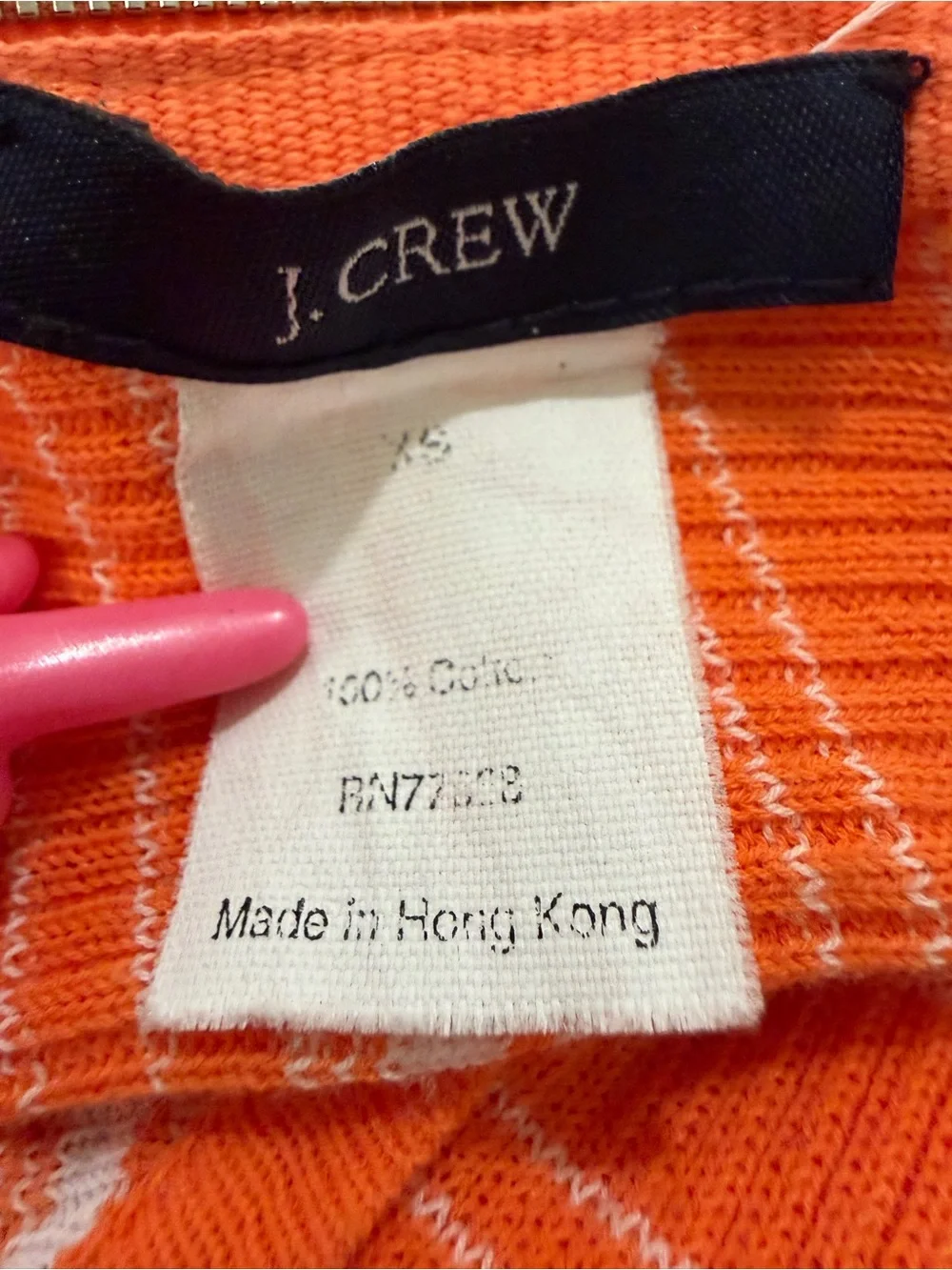 J. Crew Orange & White Striped Ribbed Long Sleeve Top
